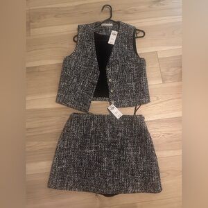 Abercrombie & Fitch Black and White Tweed Skirt Set